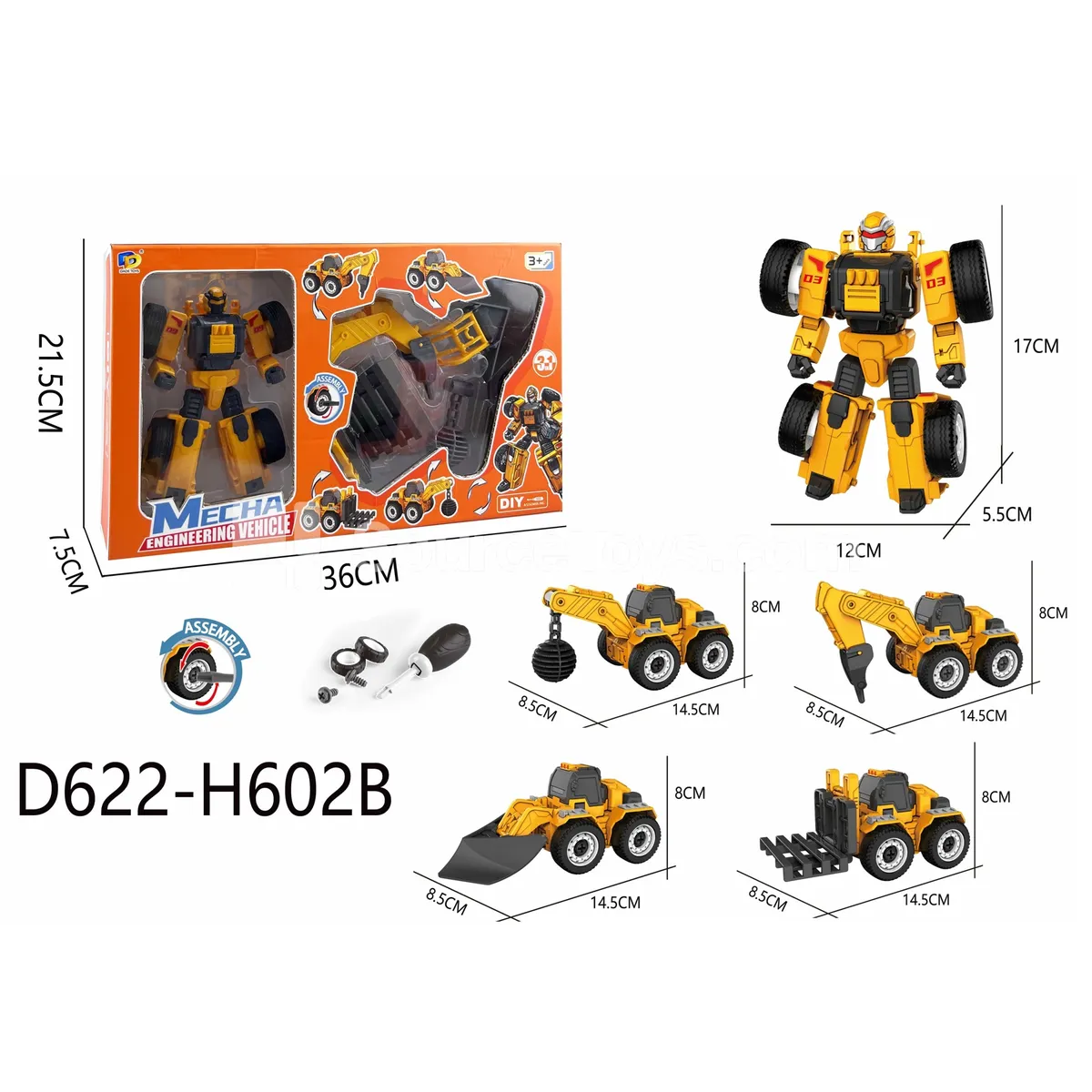 DIY Assembly Transforming Construction Vehicle Model Kit (D622-H602B) DIY Assembly Transforming Construction Vehicle Model Kit (D622-H602B)