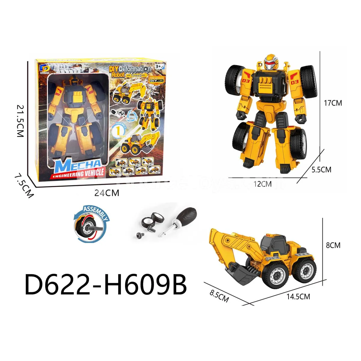 DIY Assembly Transforming Construction Vehicle Model Kit (D622-H609B) DIY Assembly Transforming Construction Vehicle Model Kit (D622-H609B)