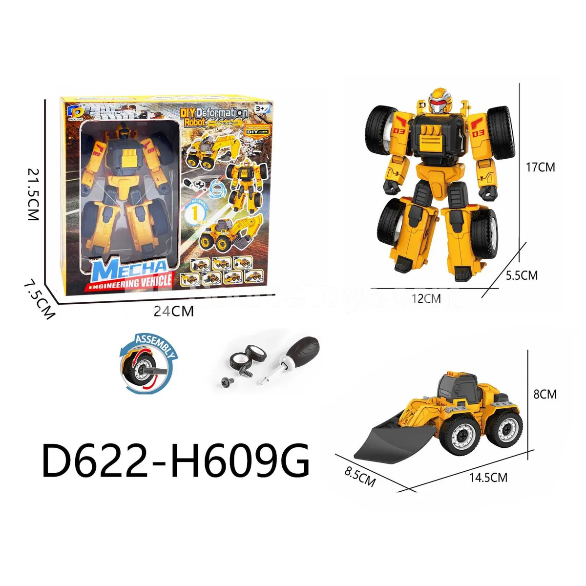 DIY Assembly Transforming Construction Vehicle Model Kit (D622-H609G) DIY Assembly Transforming Construction Vehicle Model Kit (D622-H609G)