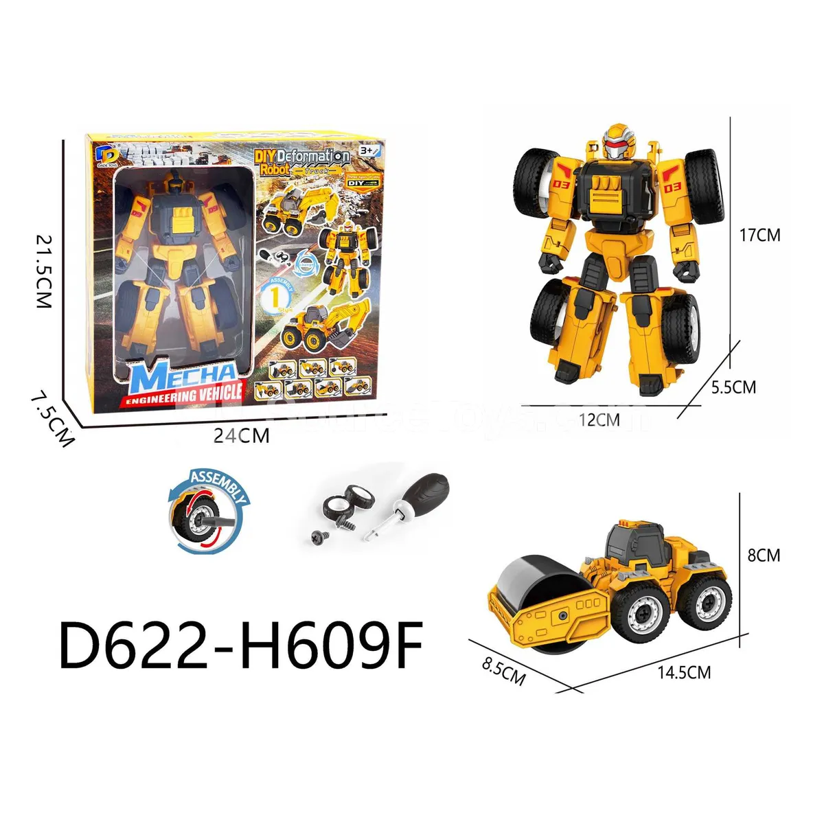 DIY Assembly Transforming Construction Vehicle Model Kit (D622-H609F) DIY Assembly Transforming Construction Vehicle Model Kit (D622-H609F)