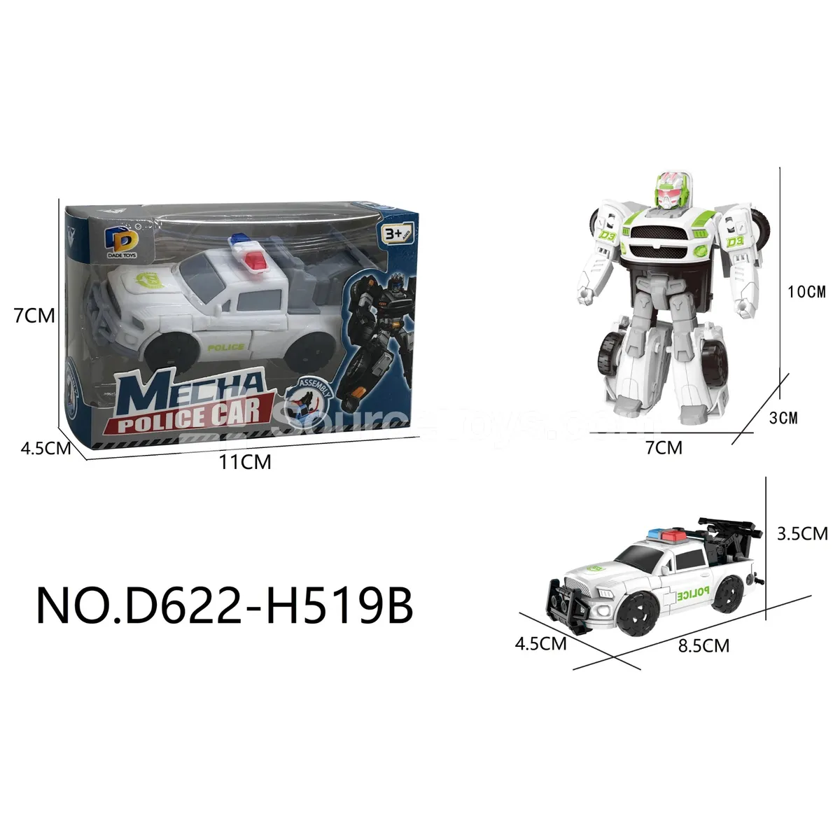 DIY Assembly Transforming Police Car Model Kit (D622-H519B) DIY Assembly Transforming Police Car Model Kit (D622-H519B)