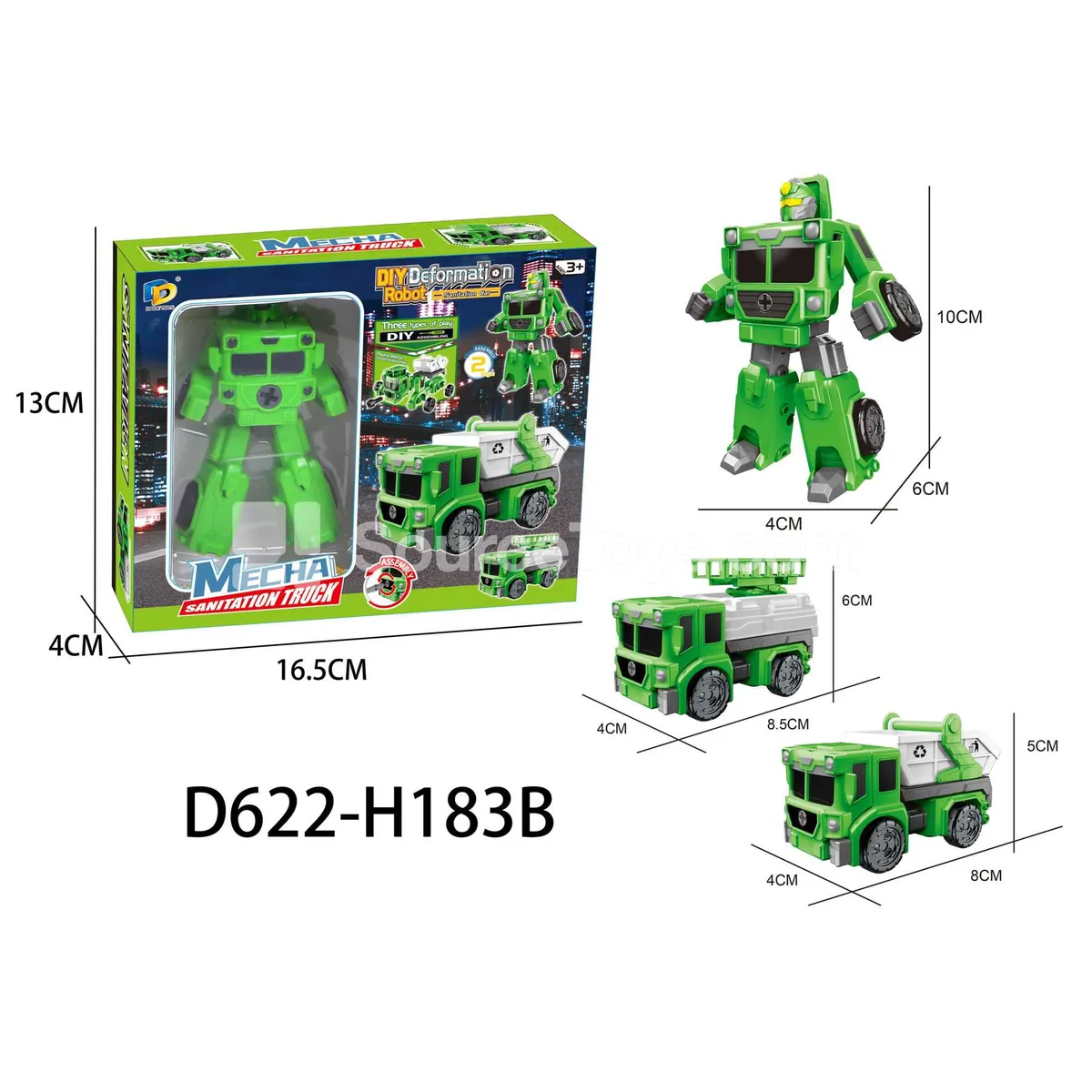 DIY Assembly Transforming Sanitation Vehicle Model Kit (D622-H183B) DIY Assembly Transforming Sanitation Vehicle Model Kit (D622-H183B)