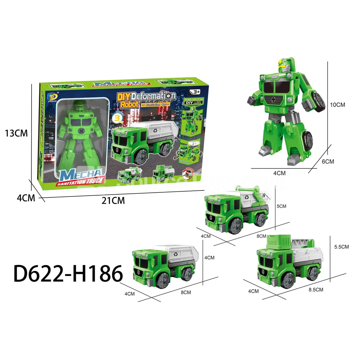 DIY Assembly Transforming Sanitation Vehicle Model Kit (D622-H186) DIY Assembly Transforming Sanitation Vehicle Model Kit (D622-H186)