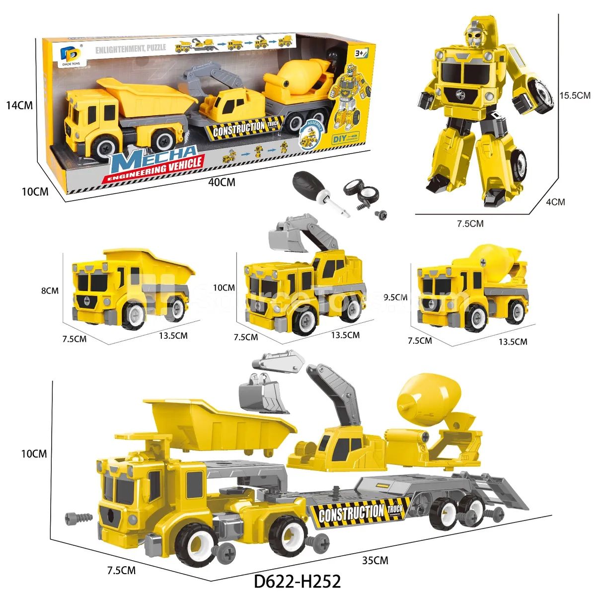 DIY Assembly Transforming Construction Vehicle Model Kit (D622-H252) DIY Assembly Transforming Construction Vehicle Model Kit (D622-H252)