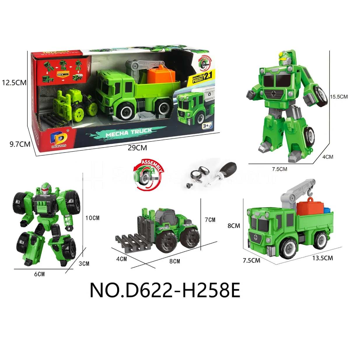 DIY Assembly Transforming Sanitation Vehicle Model Kit (D622-H258E) DIY Assembly Transforming Sanitation Vehicle Model Kit (D622-H258E)