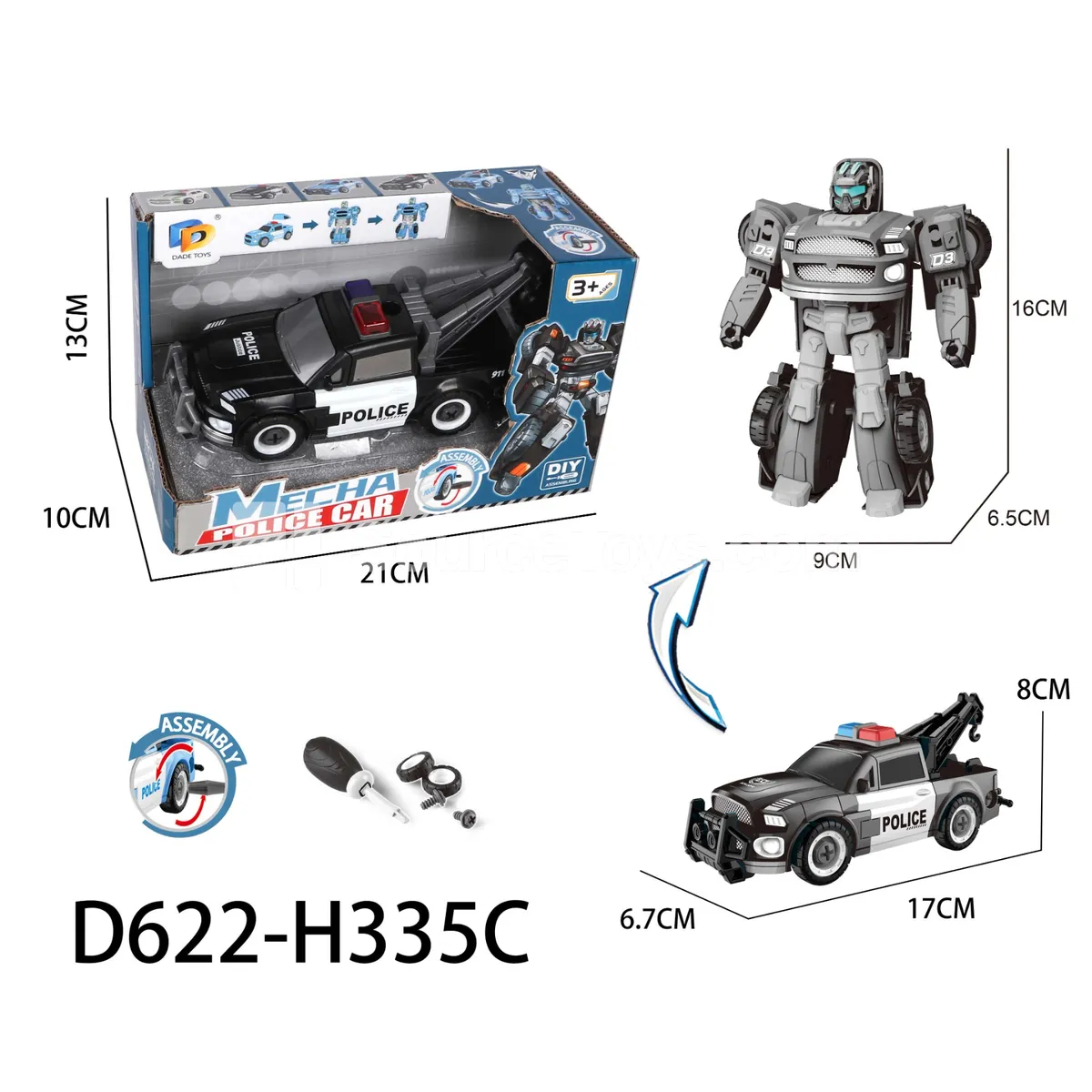 DIY Transforming Police Car Model Kit DIY Transforming Police Car Model Kit