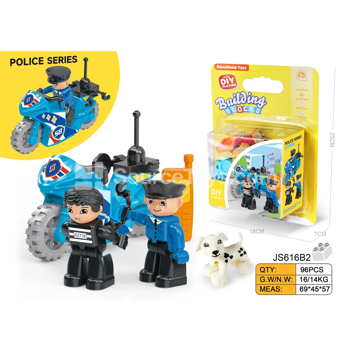 Police and Thief Motorcycle Scene Building Block Set, 8 Pieces (JS616B2) Police and Thief Motorcycle Scene Building Block Set, 8 Pieces (JS616B2)
