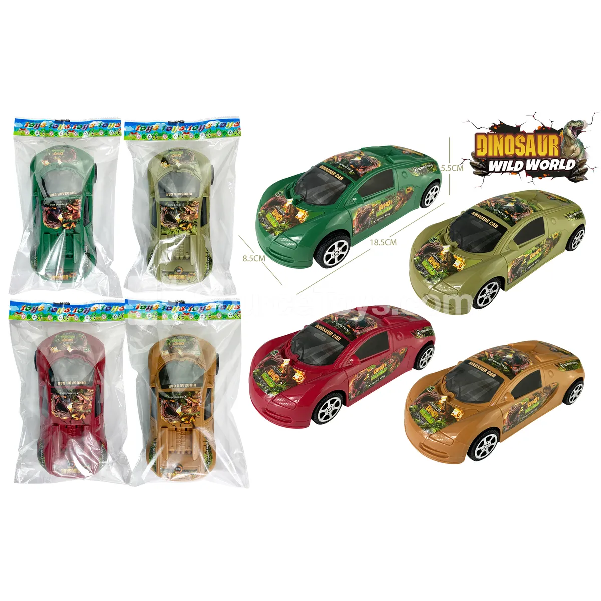 Dinosaur Friction-Powered Toy Cars, 4 Colors (6825A) Dinosaur Friction-Powered Toy Cars, 4 Colors (6825A)