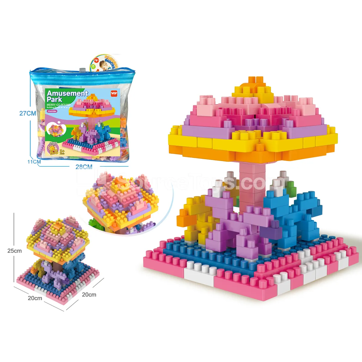 Colorful Amusement Park Carousel Building Blocks, 173 Pieces (JS603C6) Colorful Amusement Park Carousel Building Blocks, 173 Pieces (JS603C6)
