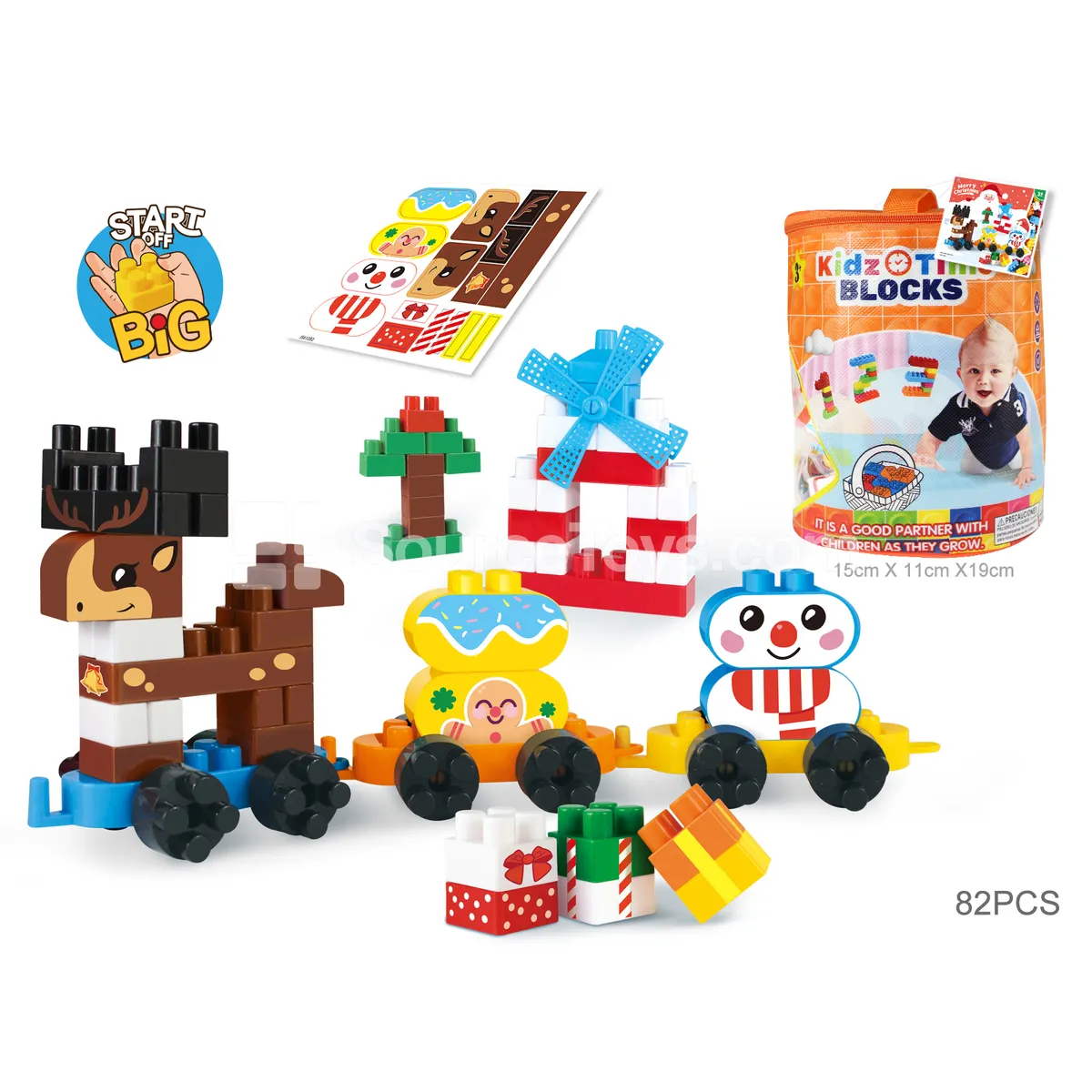 Christmas Train and Reindeer Building Block Stacking Toy, 82 Pieces (JS612D2) Christmas Train and Reindeer Building Block Stacking Toy, 82 Pieces (JS612D2)