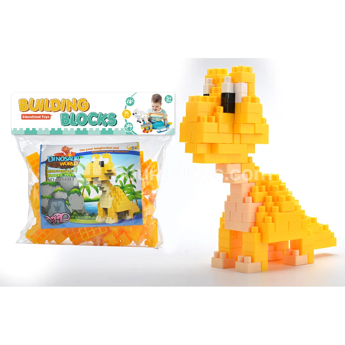 Large-Piece Dinosaur Building Block Set, 133 Pieces (2856B3)