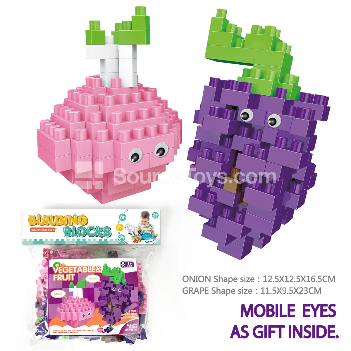 Onion and Grape Large Building Blocks, 163 Pieces (2863B6)