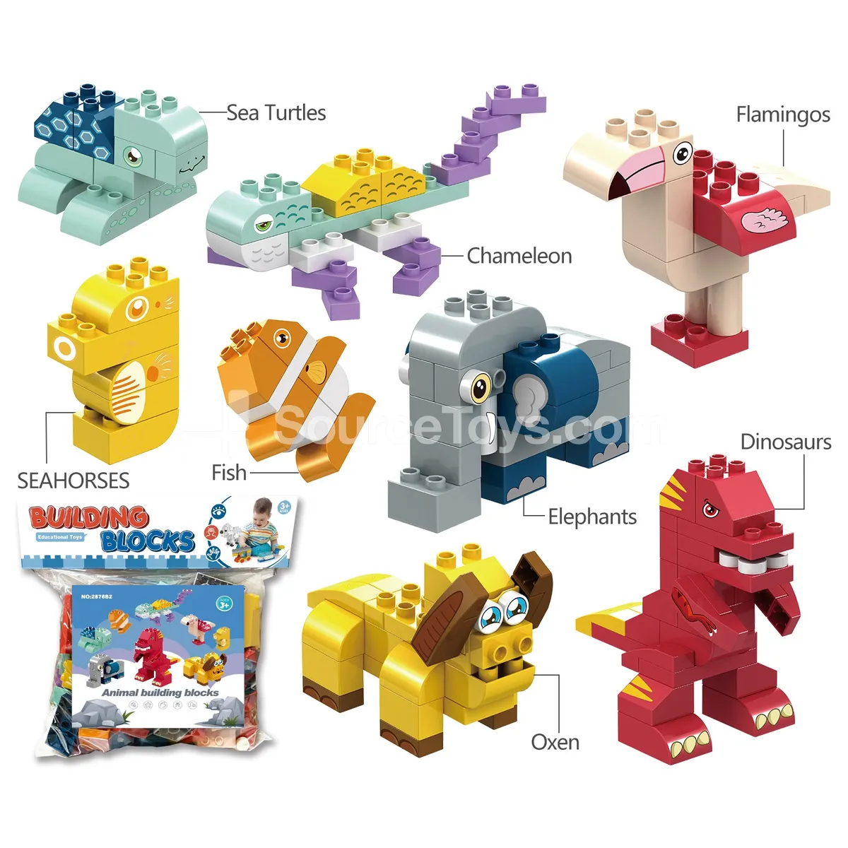 Animal Building Blocks Set, 142 Pieces (2876B2)
