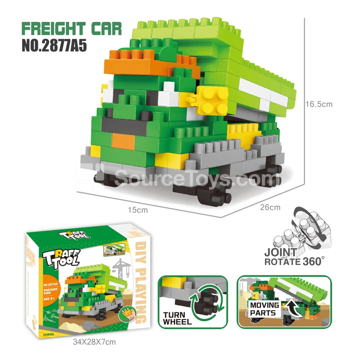 Large-Piece Construction Vehicle Building Block Set, 172 Pieces (2877A5) Large-Piece Construction Vehicle Building Block Set, 172 Pieces (2877A5)