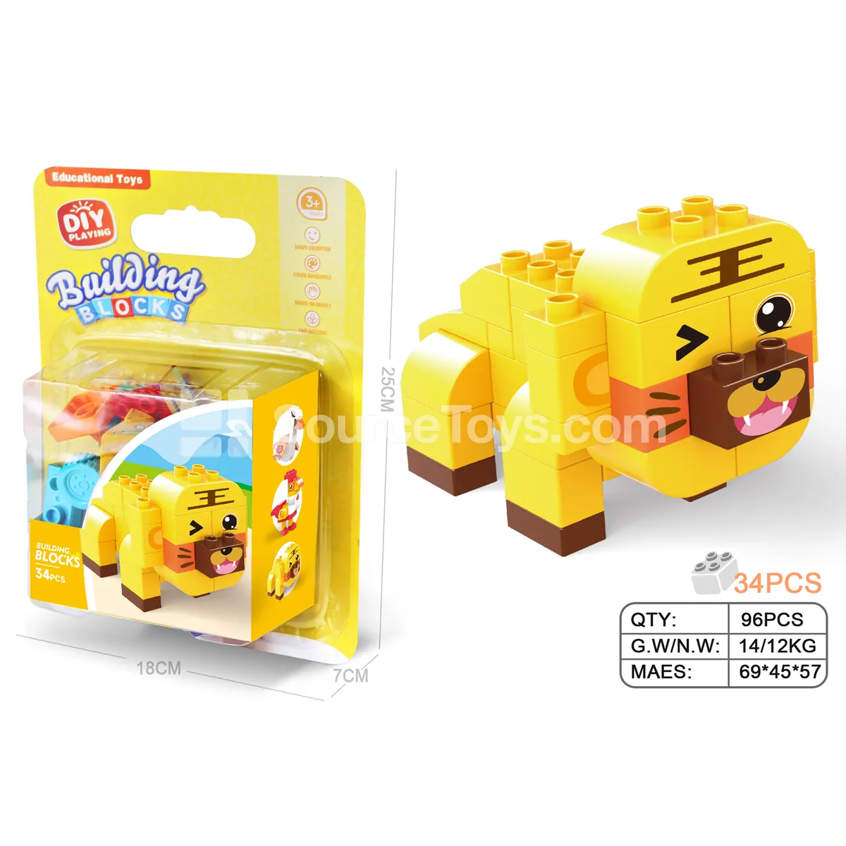Tiger Building Blocks, 36 Pieces (JS609B2) Tiger Building Blocks, 36 Pieces (JS609B2)