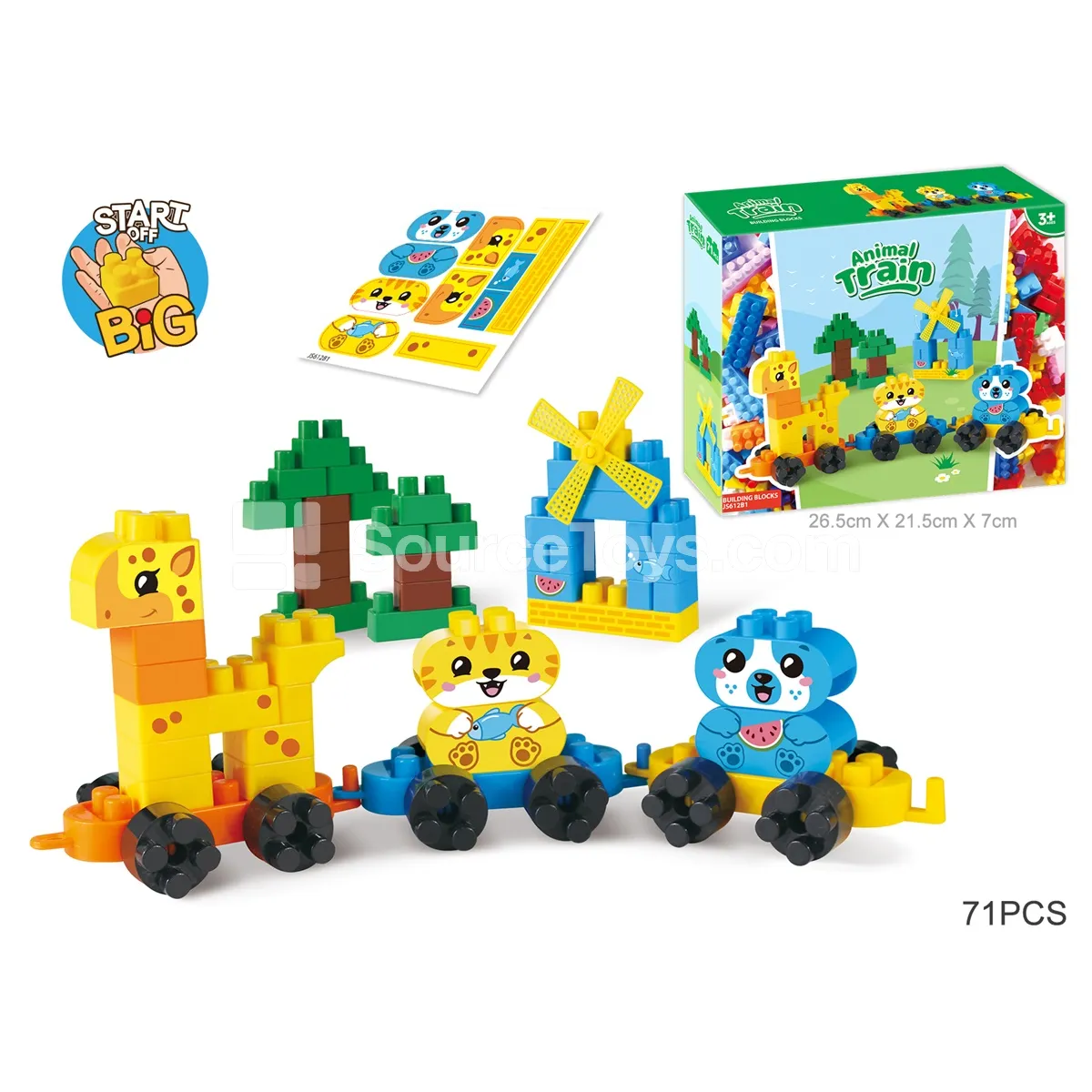 Animal Train Building Blocks Set, 71 Pieces (JS612A1)
