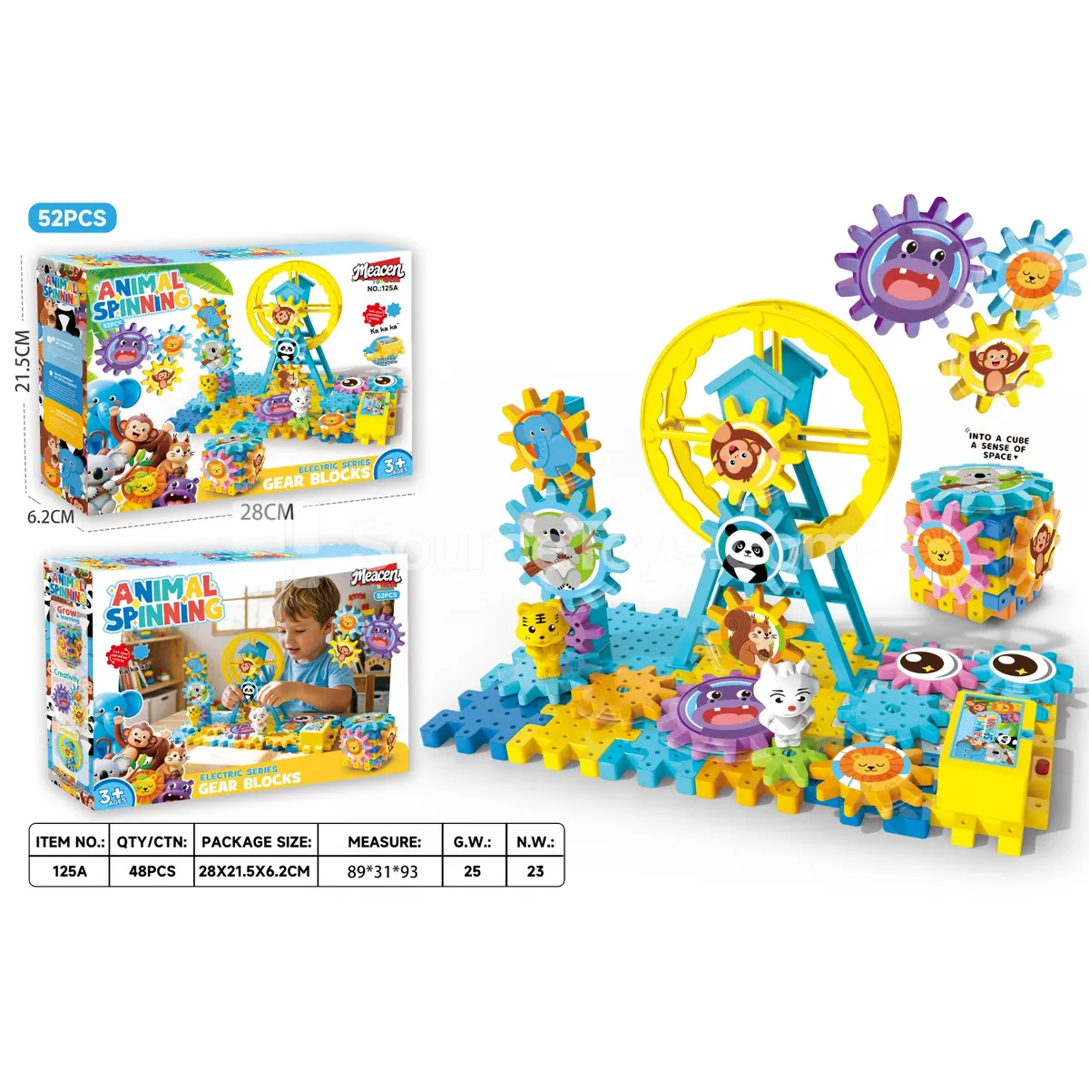 Zoo Ferris Wheel Gear-Driven Building Set, 52 Pieces (125A)
