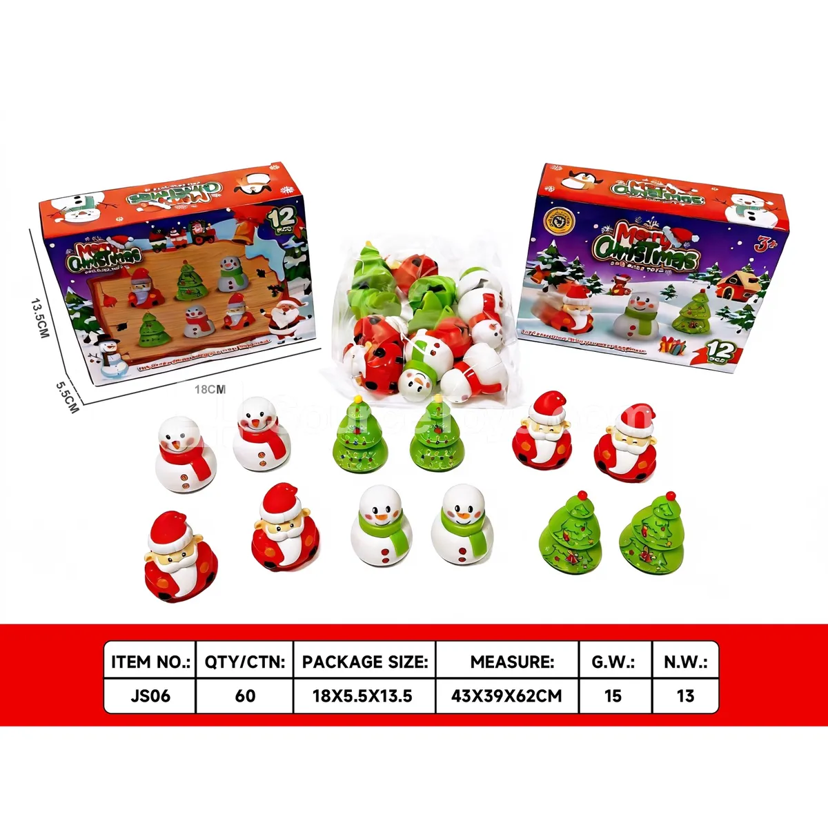 Christmas Pull-Back Toy Series, 12 Assorted Designs (JS06)