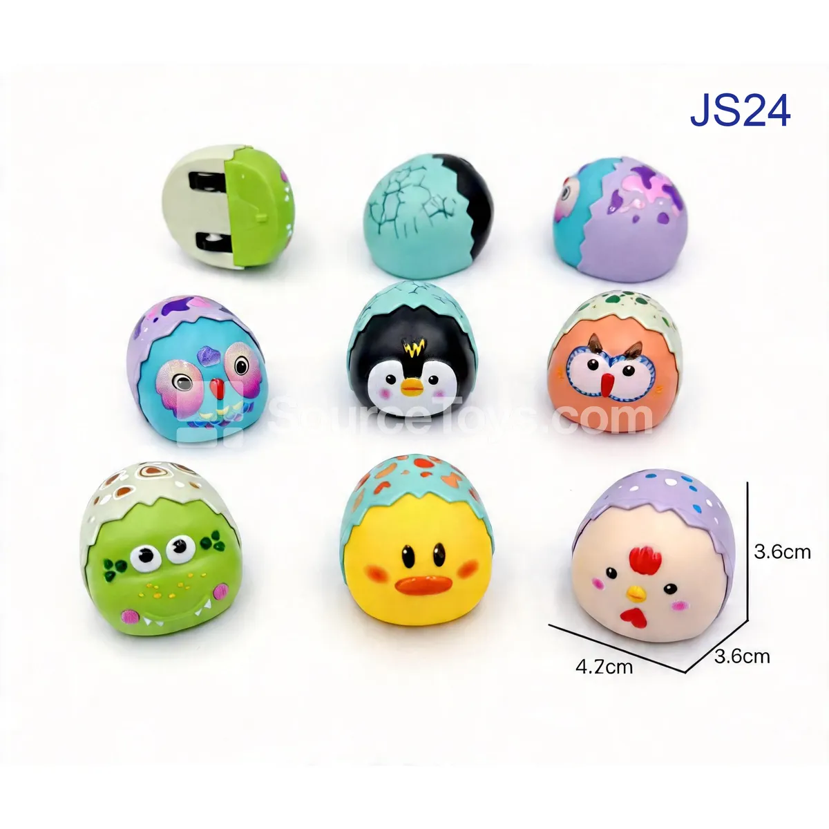 Cartoon Eggshell Animal Figures, UV-Printed (JS24)