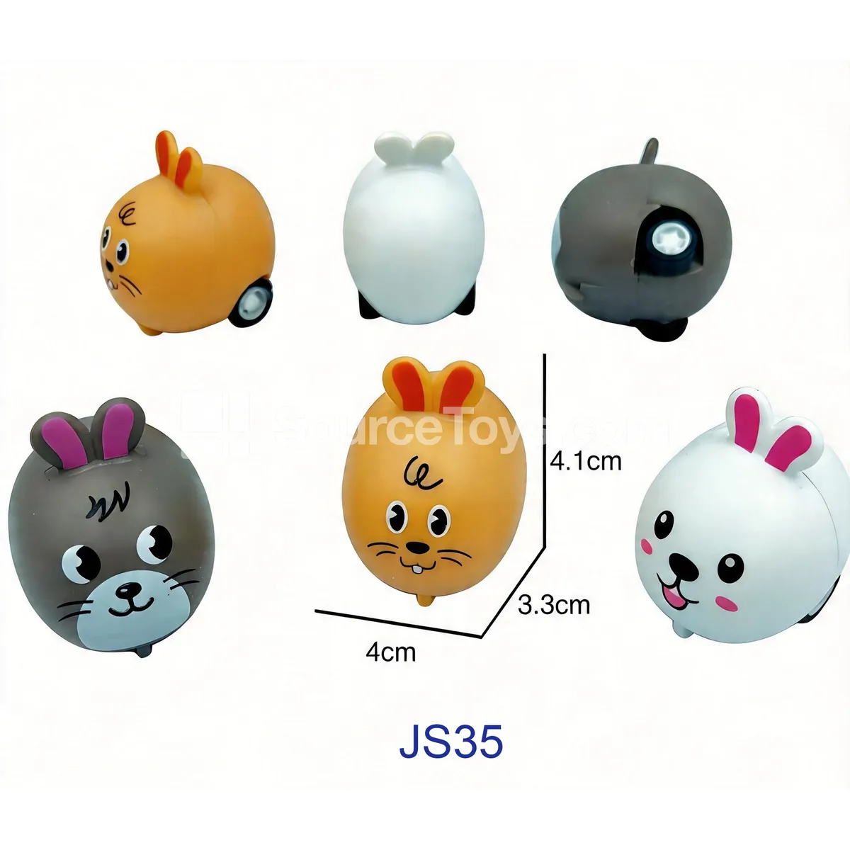 Cartoon Animal Pull-Back Toy Rabbit, Three-Color Assortment (JS35) Cartoon Animal Pull-Back Toy Rabbit, Three-Color Assortment (JS35)