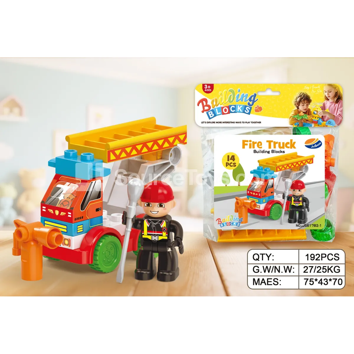 Fire Rescue Vehicle Building Block Set, 14 Pieces (JS617B2-1)