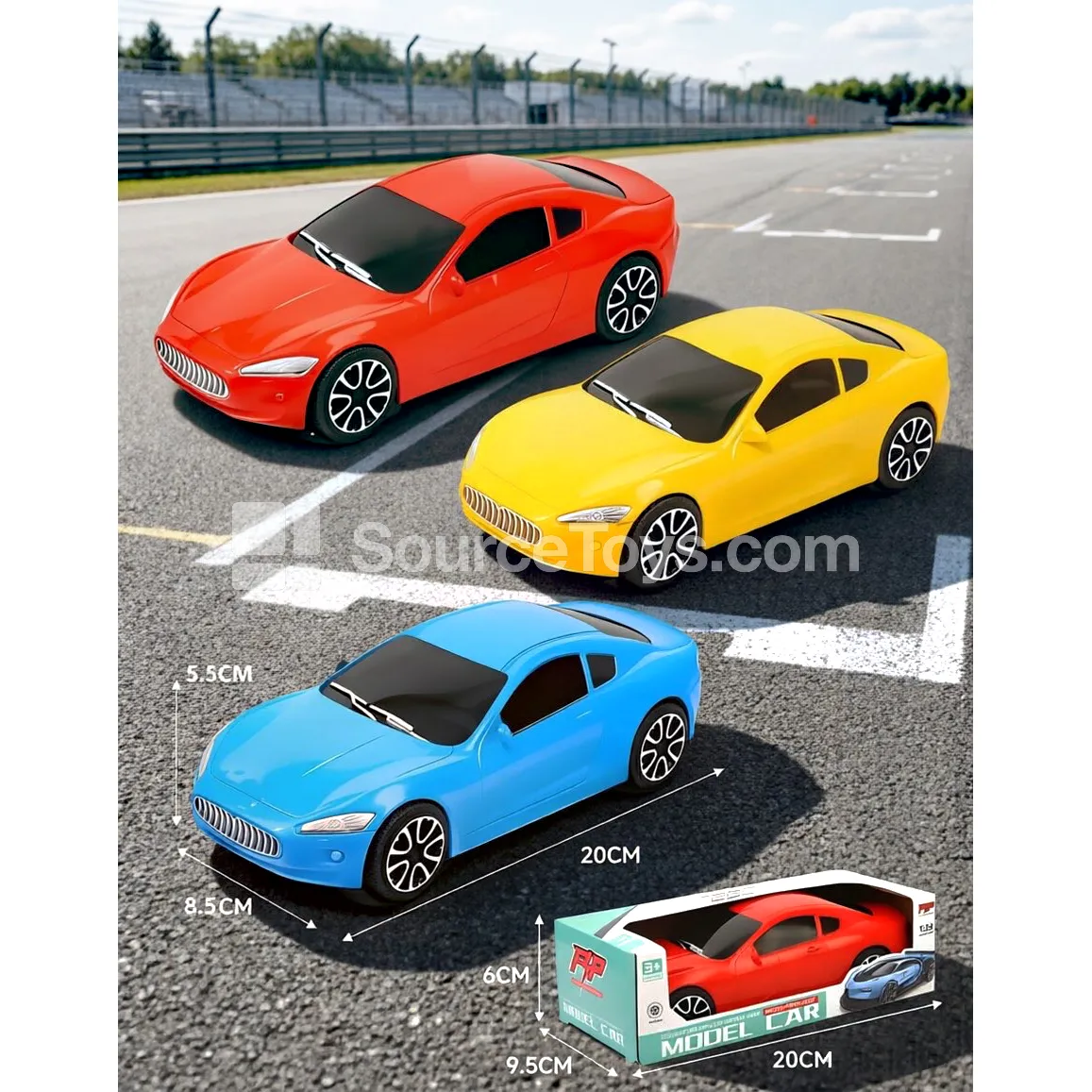 Friction-Powered City Race Car, 3 Assorted Colors (3176B)
