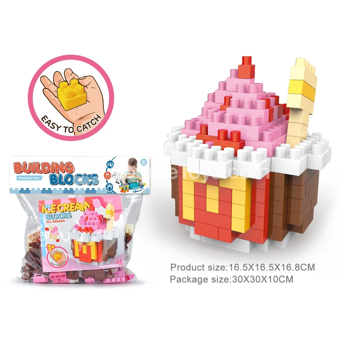 Ice Cream-Shaped Building Block Set, 193 Pieces (2866B6) Ice Cream-Shaped Building Block Set, 193 Pieces (2866B6)