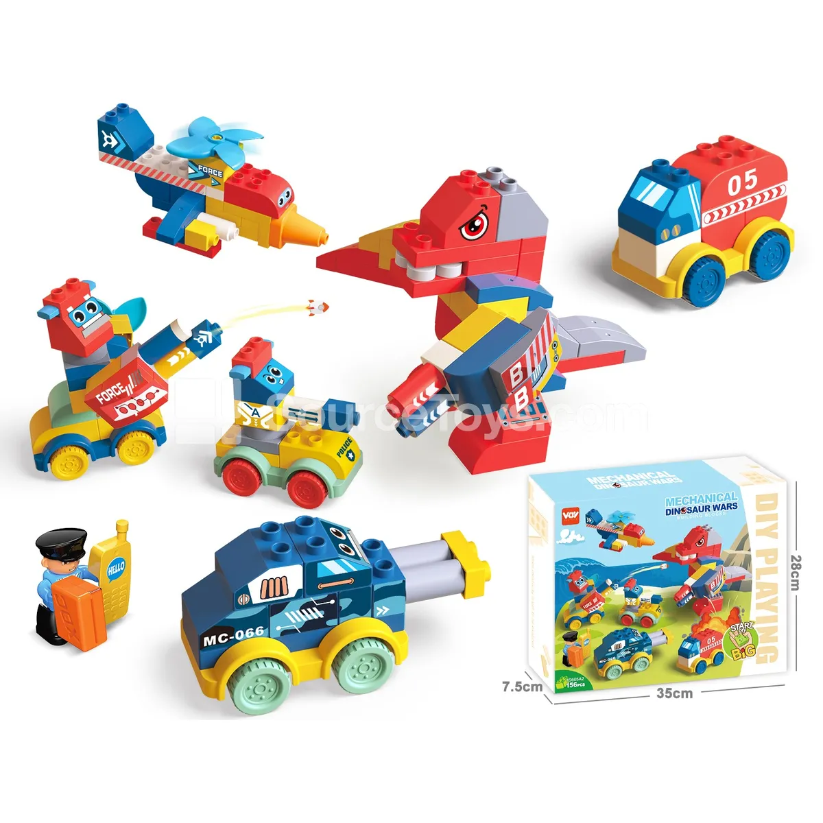 Large-Piece Mechanical Tyrannosaurus Building Block Set, 156 Pieces (JS605A2)