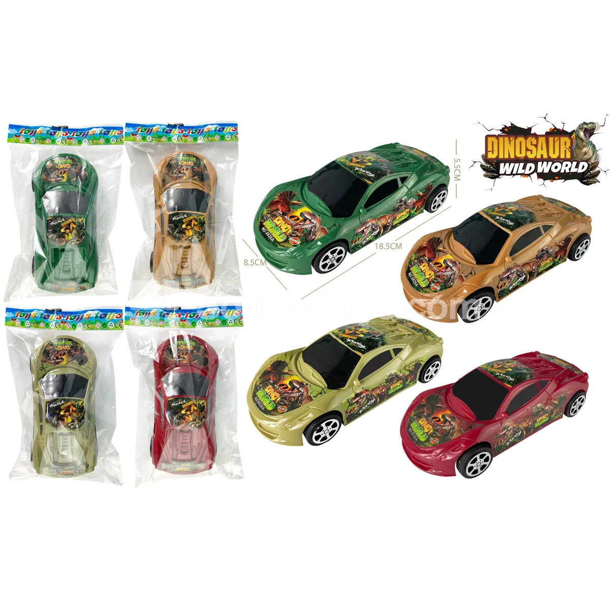 Dinosaur Friction-Powered Toy Cars, 4 Colors (6826A) Dinosaur Friction-Powered Toy Cars, 4 Colors (6826A)