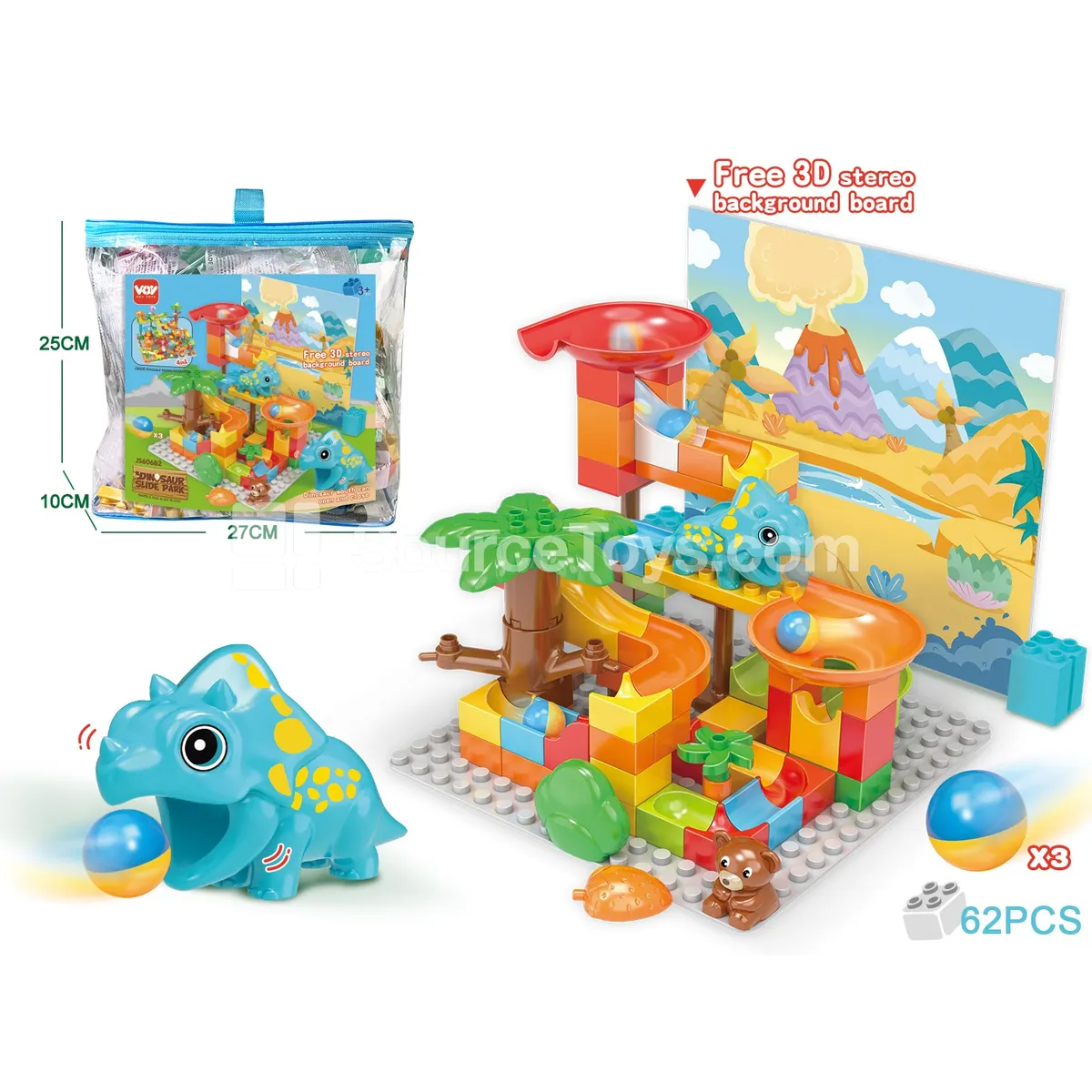 Large-Piece Dinosaur Building Blocks Set, 62 Pieces (JS606B2)