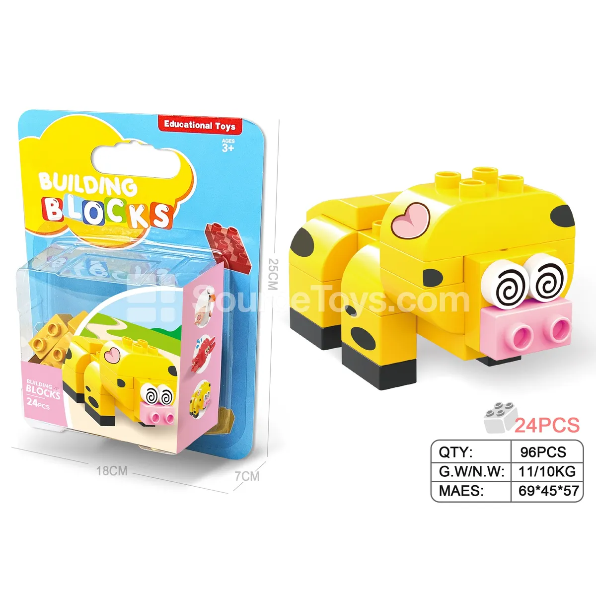 Spotted Pig Building Block Set, 24 Pieces (JS607B5) Spotted Pig Building Block Set, 24 Pieces (JS607B5)