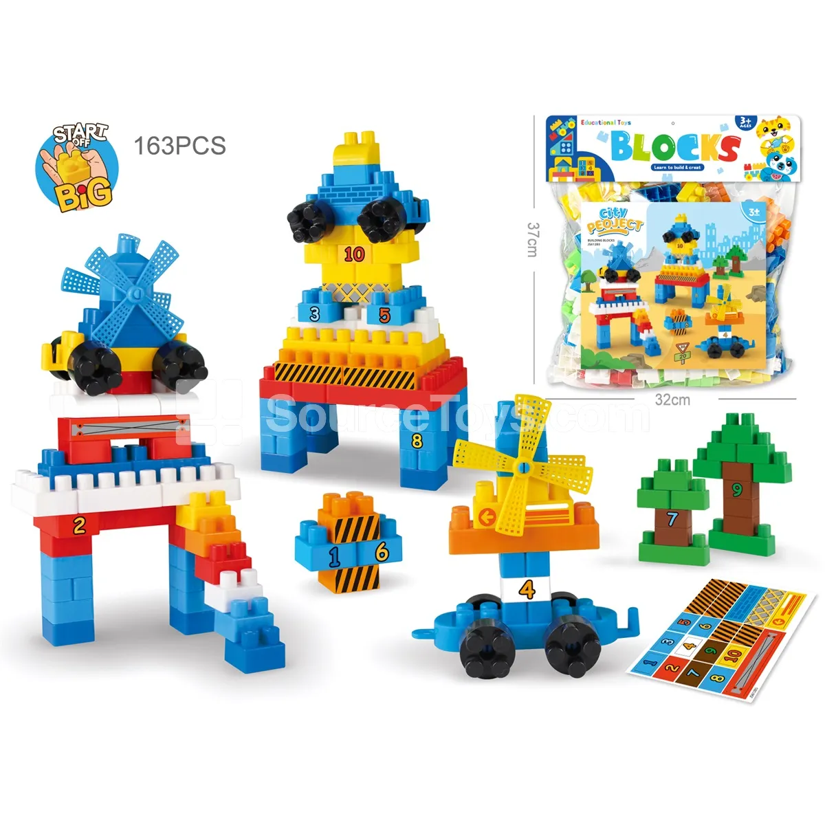 Robot Castle Number Building Blocks Stacking Toy, 163 Pieces (JS612B5) Robot Castle Number Building Blocks Stacking Toy, 163 Pieces (JS612B5)