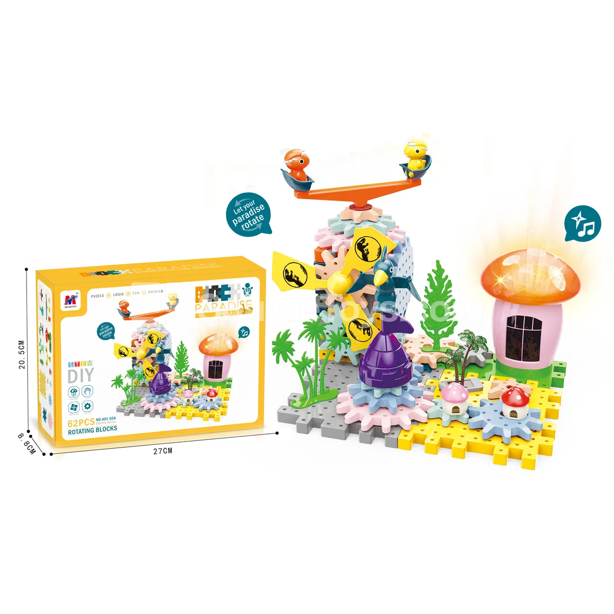 Dinosaur Windmill Gear Building Block Set, Electric with Music and Lights (401-02A) Dinosaur Windmill Gear Building Block Set, Electric with Music and Lights (401-02A)