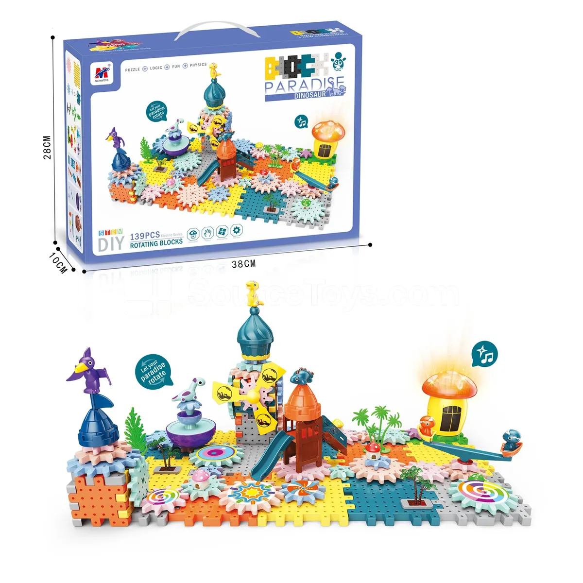 Motorized Dinosaur Gear Building Block Set, 5-in-1 (401-07A)