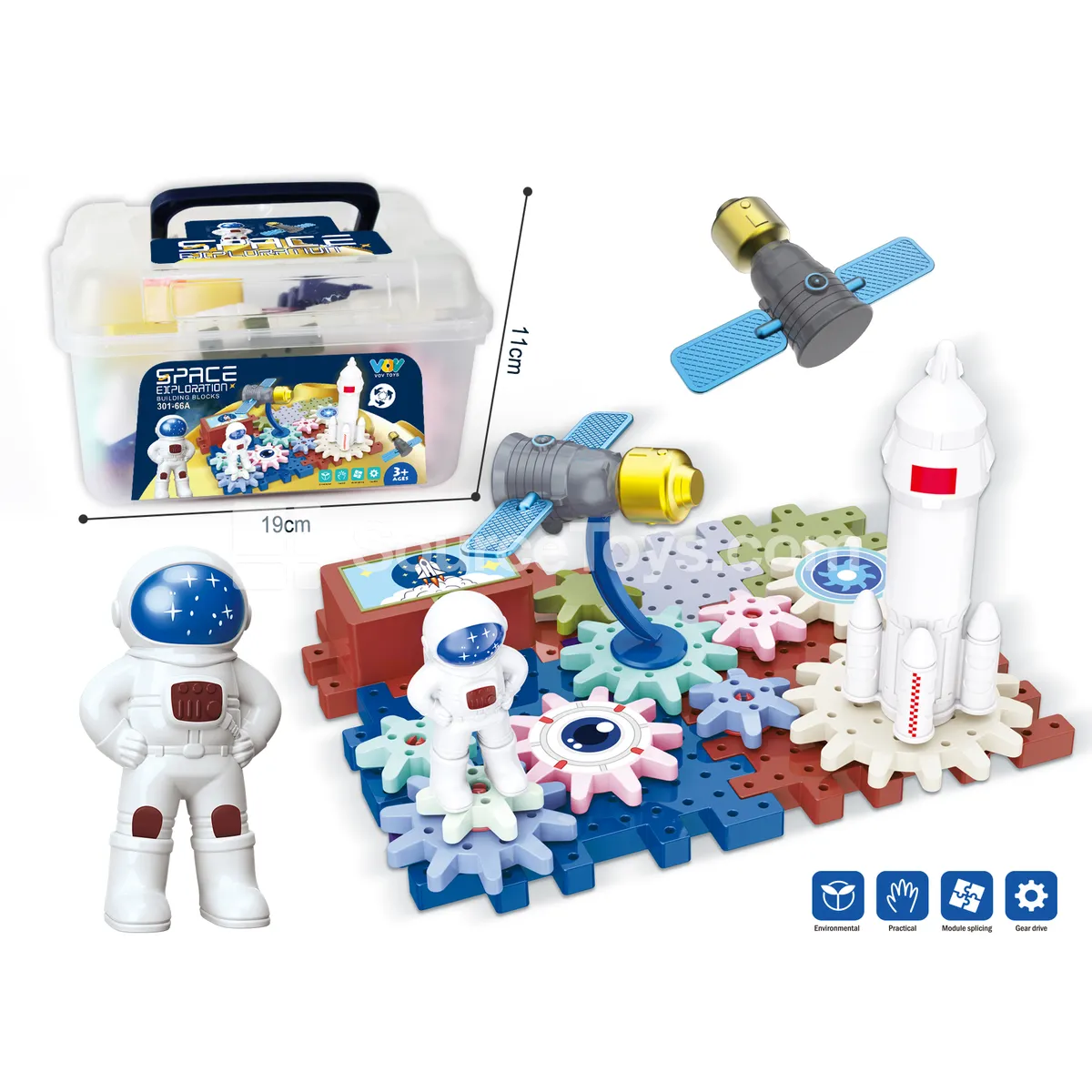 Space-Themed Rotating Gear Building Blocks, Electric (301-66A)