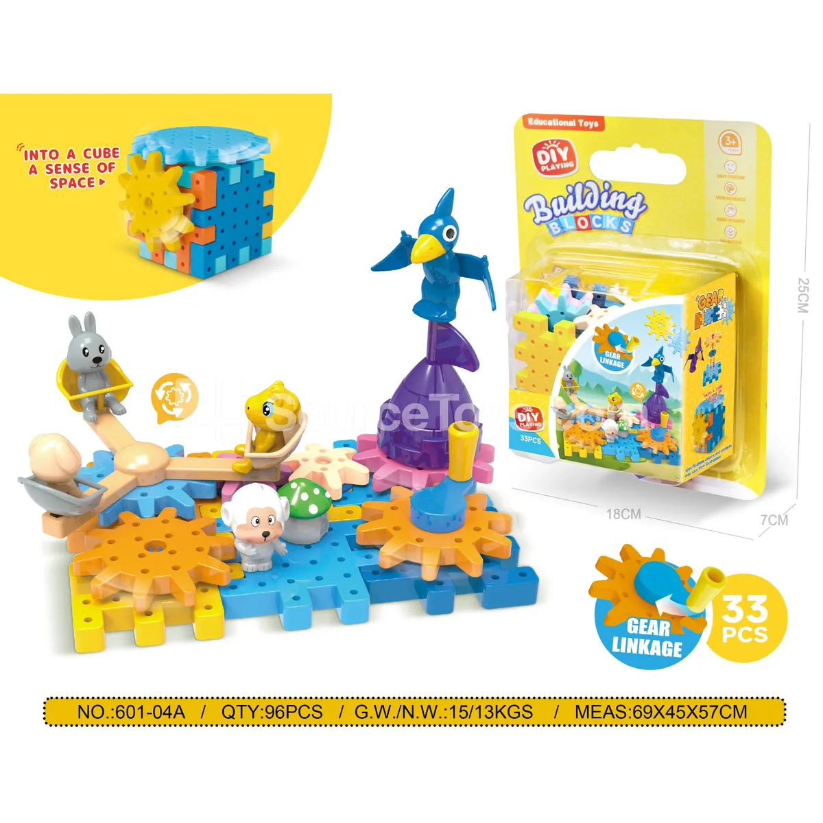 Dinosaur World Rotating Gear Building Blocks, 33 Pieces (601-04A) Dinosaur World Rotating Gear Building Blocks, 33 Pieces (601-04A)