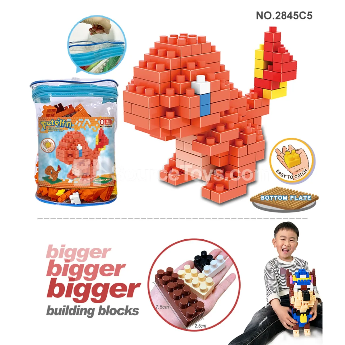 Large-Piece Building Block Set with Baseplate, 138 Pieces (2845C5) Large-Piece Building Block Set with Baseplate, 138 Pieces (2845C5)