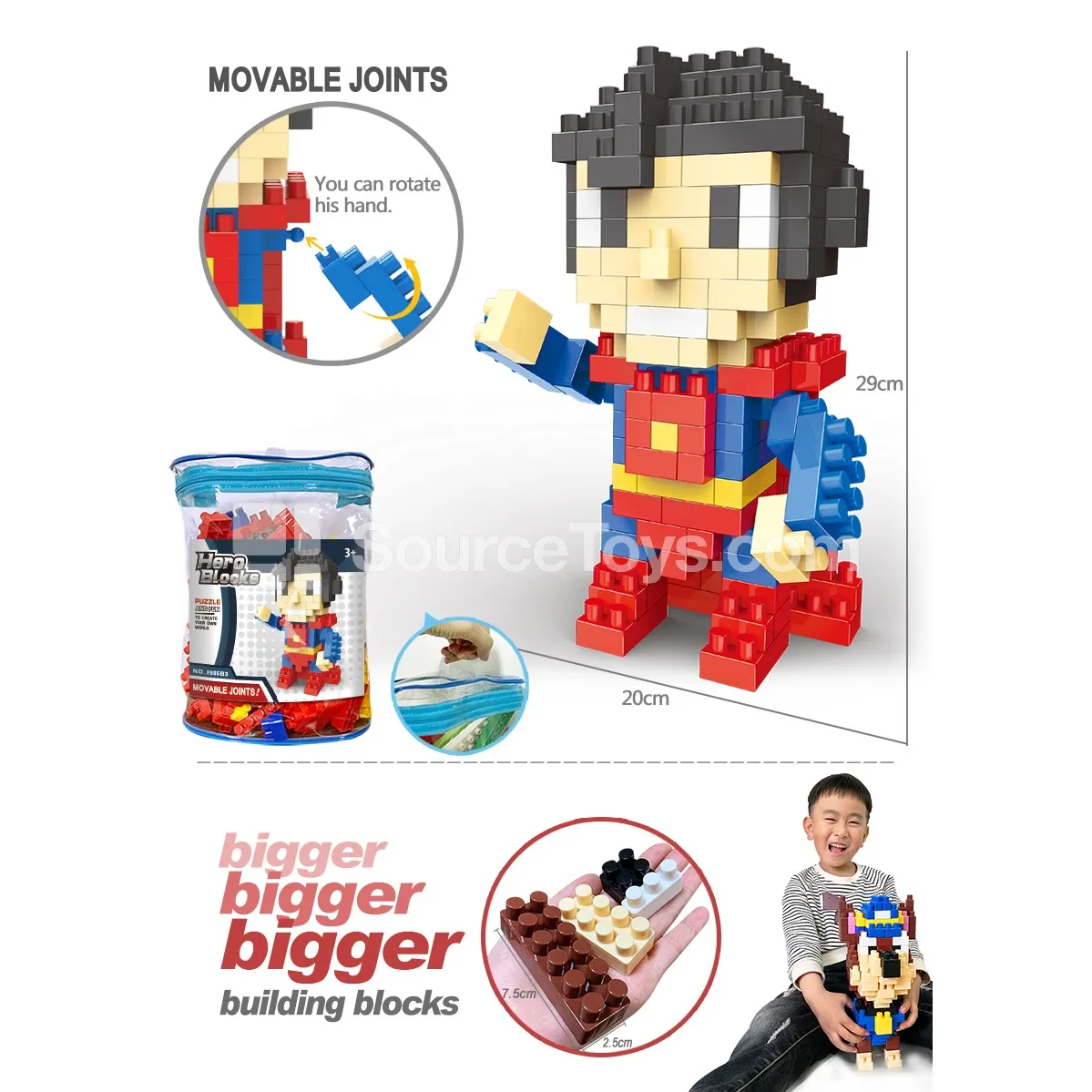 Large-Piece Building Block Set, 194 Pieces (2865C3)