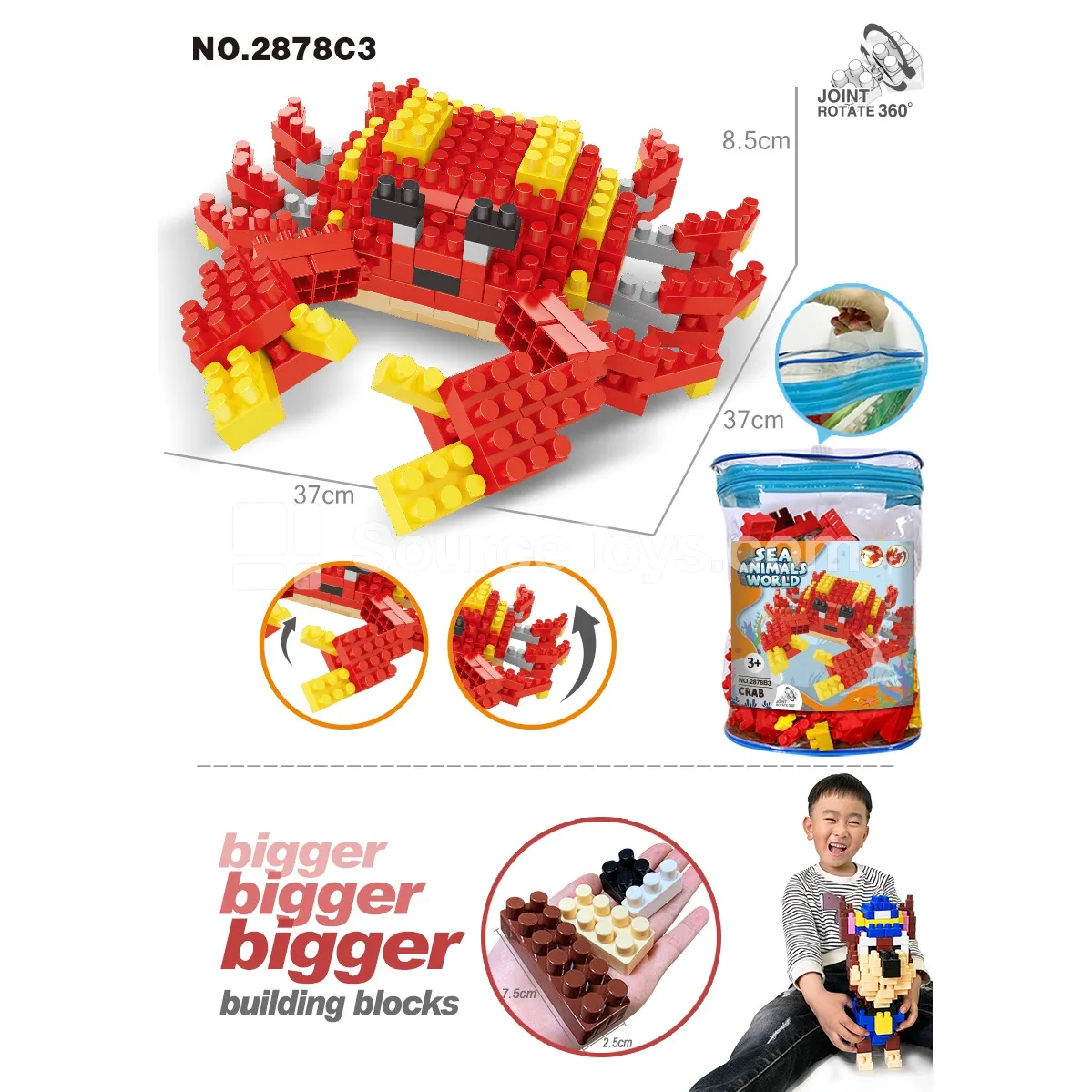 Crab Building Blocks, 184 Pieces (2878C3)