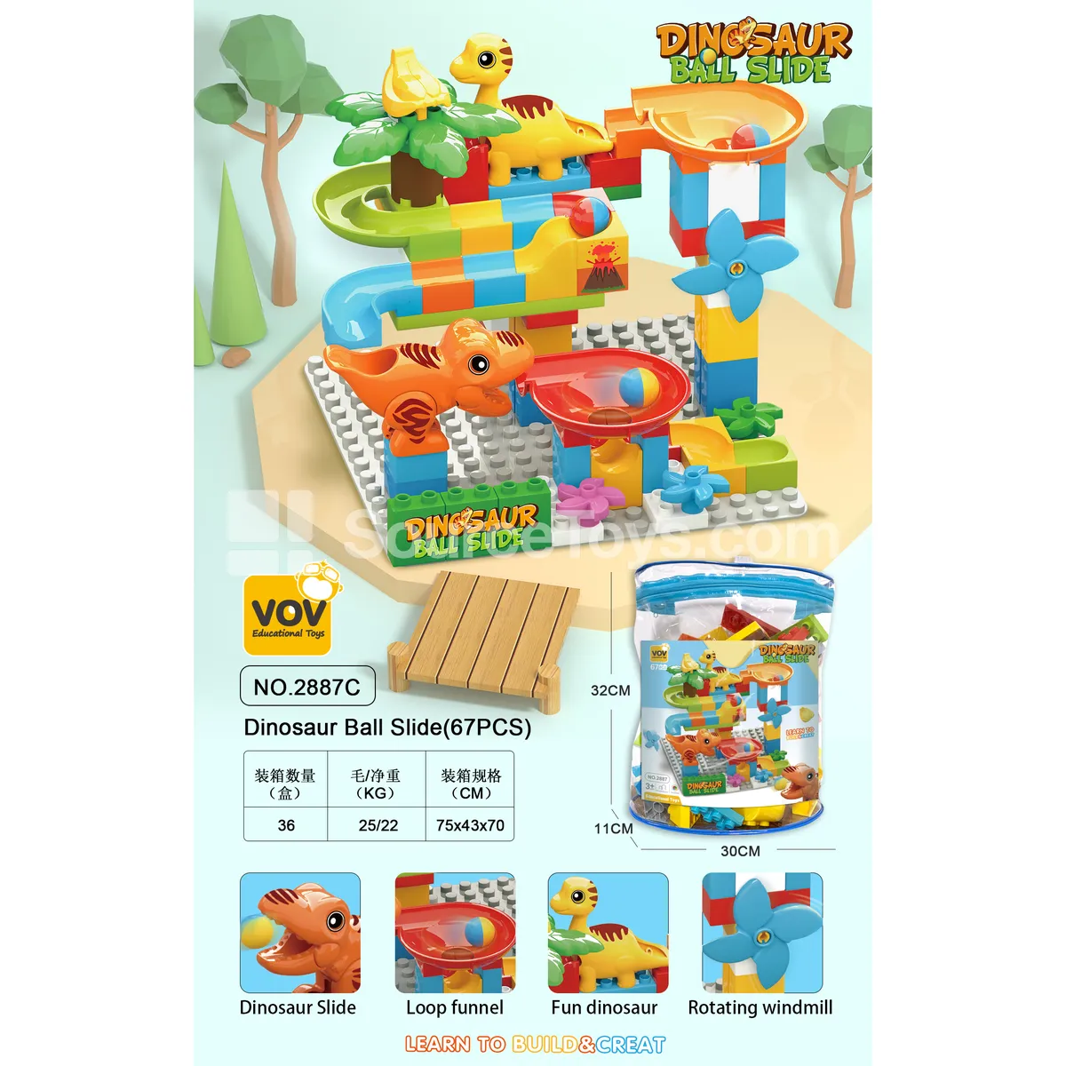 Dinosaur Slide Track Set, 67 Pieces (2887C)