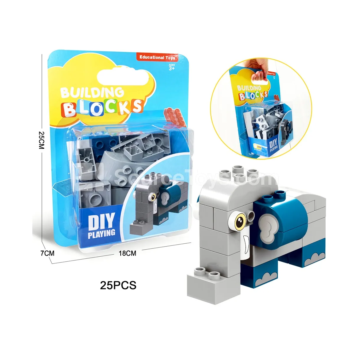 Elephant Building Block Set, 25 Pieces (2876D10) Elephant Building Block Set, 25 Pieces (2876D10)