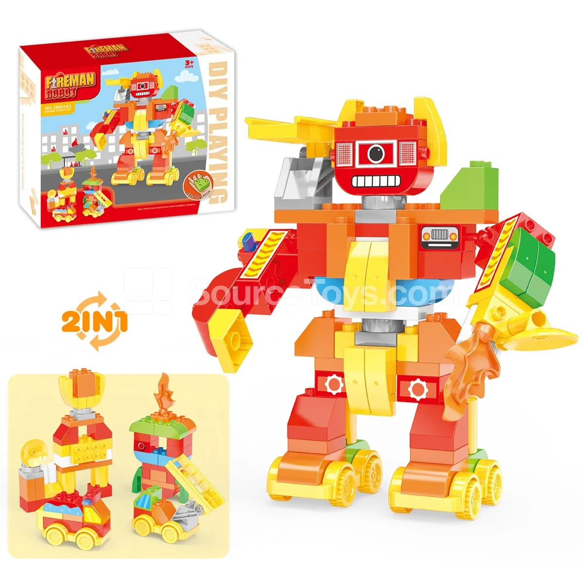 Large-Piece Building Block Fire Rescue Robot with Rotatable Arms (JS601A3) Large-Piece Building Block Fire Rescue Robot with Rotatable Arms (JS601A3)