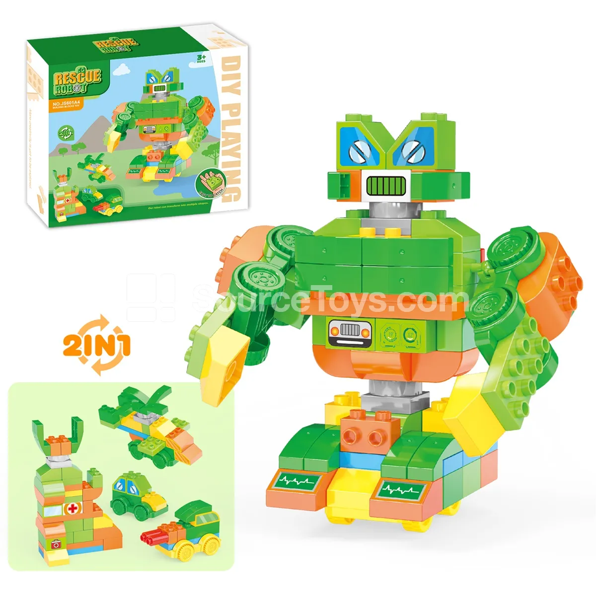 Large-Piece Rescue Robot Building Block Set, Rotating Arms (JS601A4)