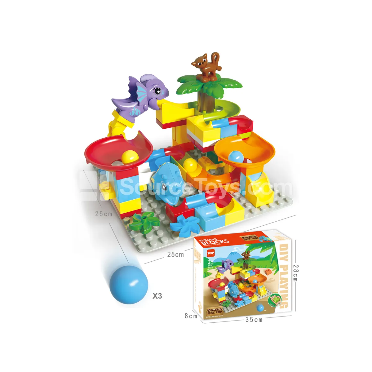 Triceratops Slide Building Block Set, 55 Pieces (2887A2)
