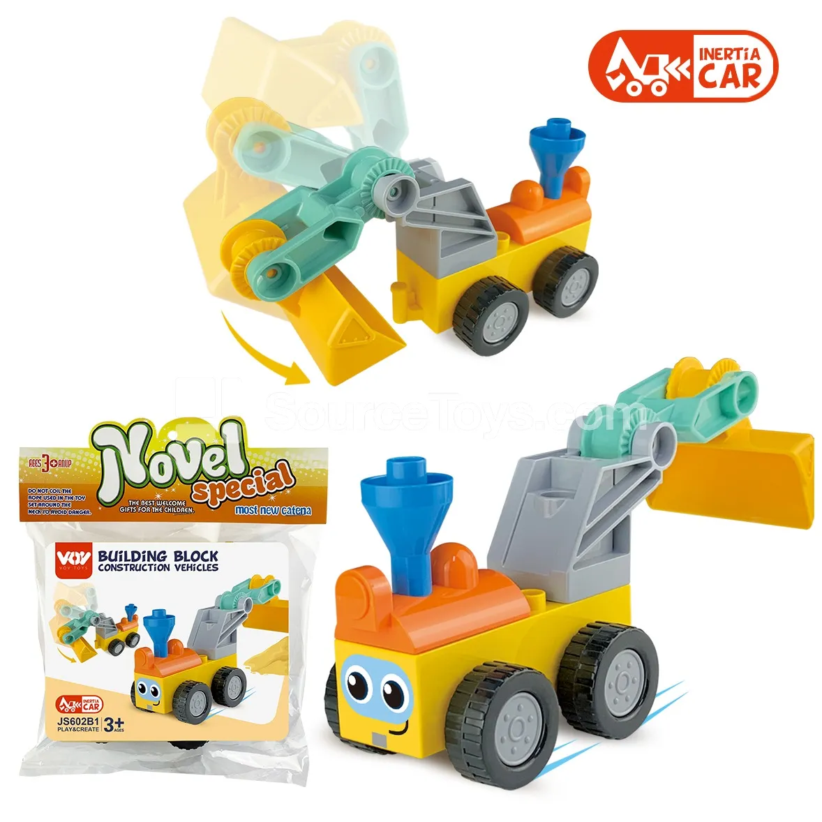Friction-Powered Bulldozer Building Blocks, 6 Assorted Designs (JS602C1) Friction-Powered Bulldozer Building Blocks, 6 Assorted Designs (JS602C1)