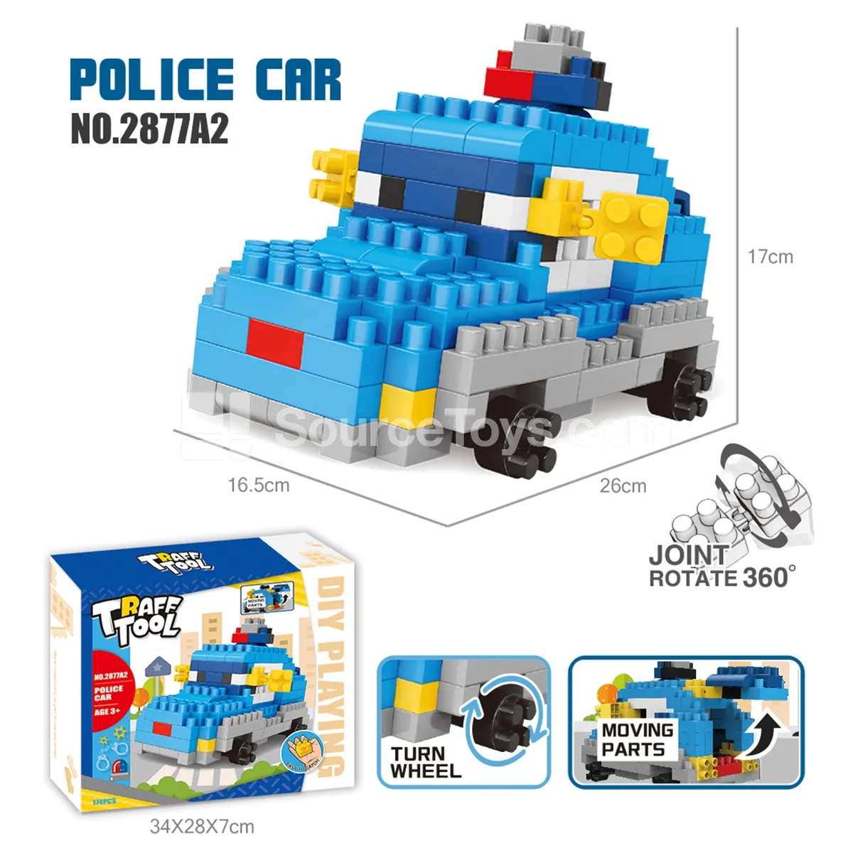 Police Car Building Block Set, 174 Pieces (2877A2)