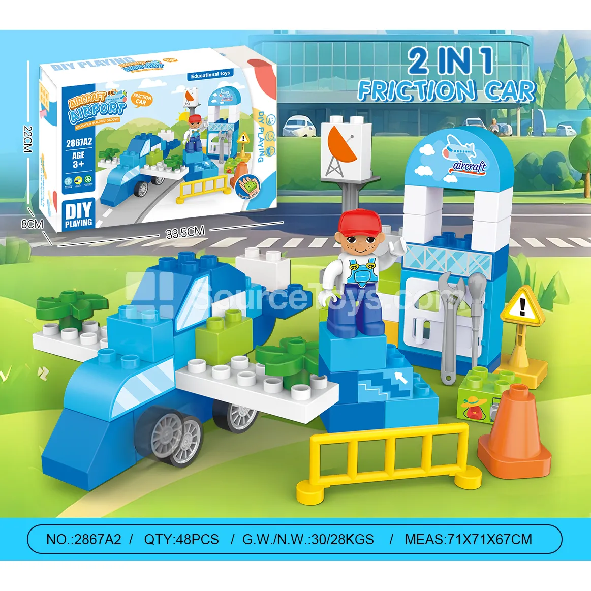 Friction-Powered Airplane Building Block Set, 53 Pieces (2867A2) Friction-Powered Airplane Building Block Set, 53 Pieces (2867A2)