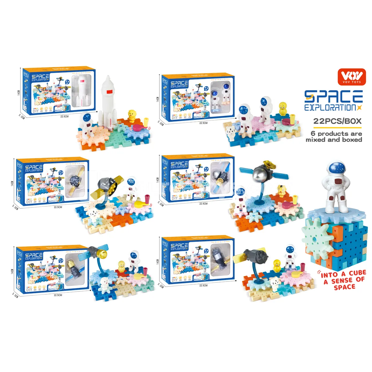 Space-Themed Gear Building Blocks, 24 Pieces (401-21A) Space-Themed Gear Building Blocks, 24 Pieces (401-21A)