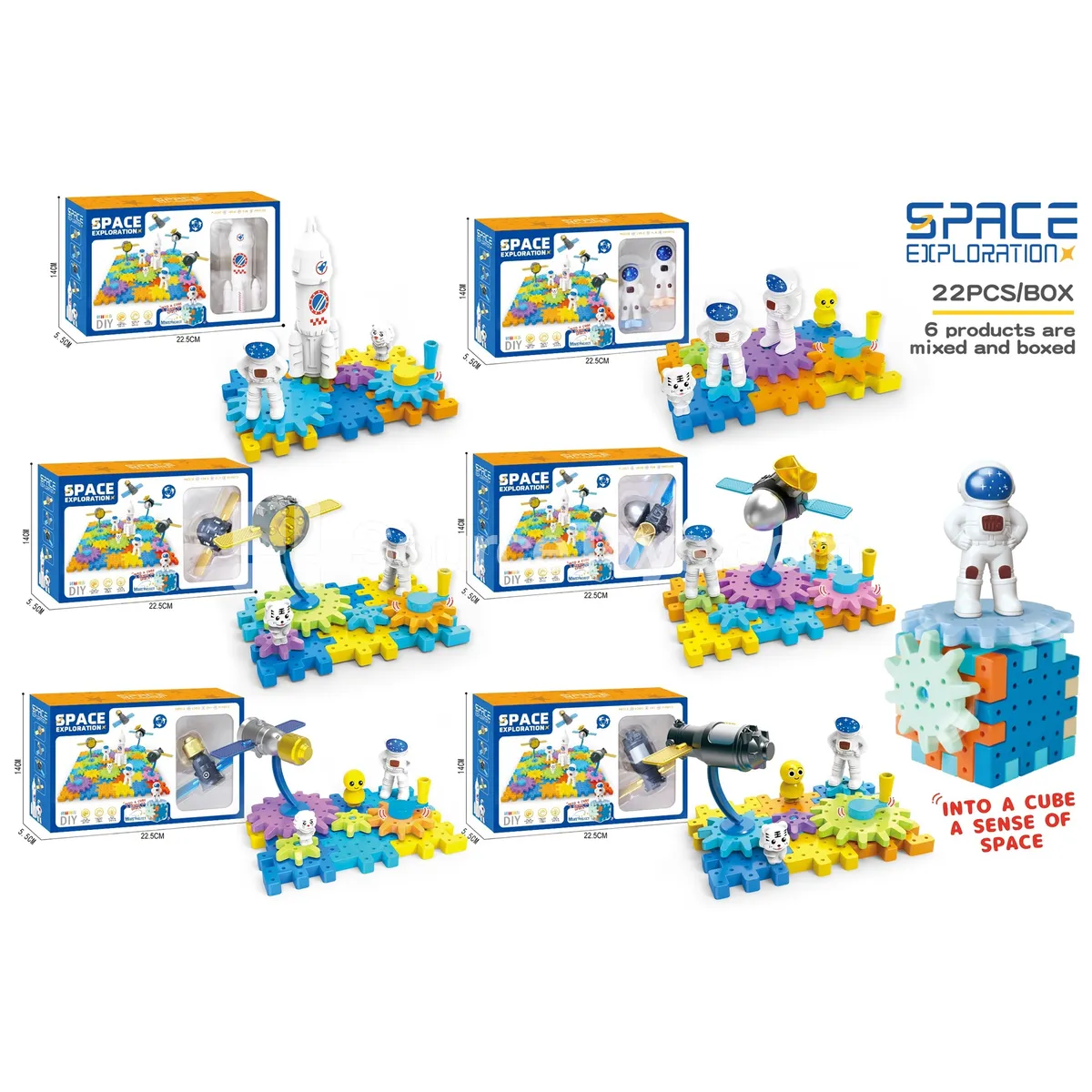 Space and Aerospace Gear Building Blocks, 6 Assorted Designs (501-01A) Space and Aerospace Gear Building Blocks, 6 Assorted Designs (501-01A)