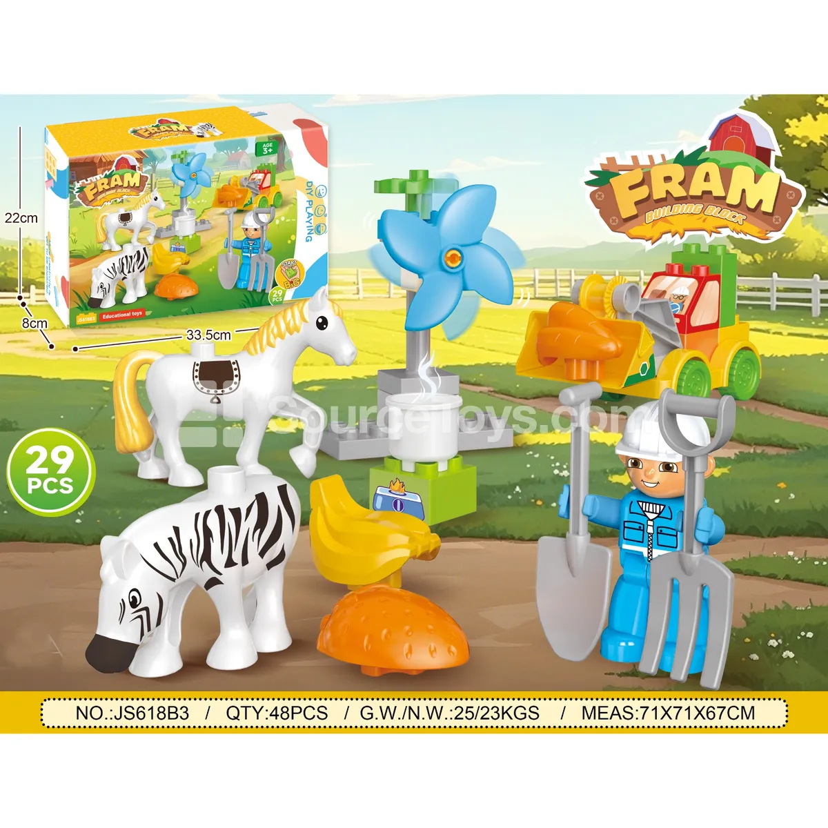 Farm Animal Building Blocks Set, 29 Pieces (JS618B3) Farm Animal Building Blocks Set, 29 Pieces (JS618B3)